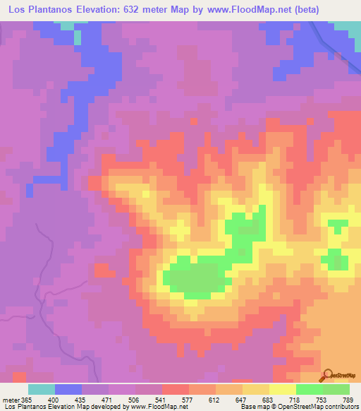 Los Plantanos,Dominican Republic Elevation Map