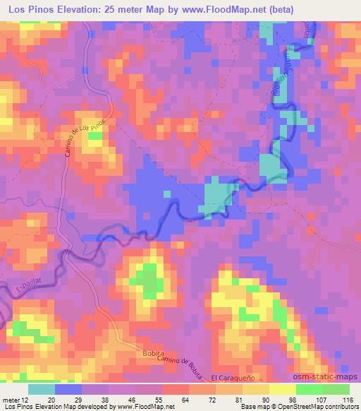 Los Pinos,Dominican Republic Elevation Map