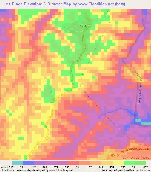 Los Pinos,Dominican Republic Elevation Map