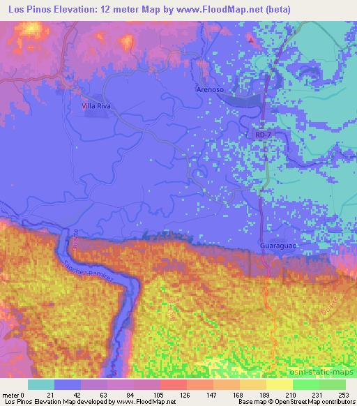 Los Pinos,Dominican Republic Elevation Map