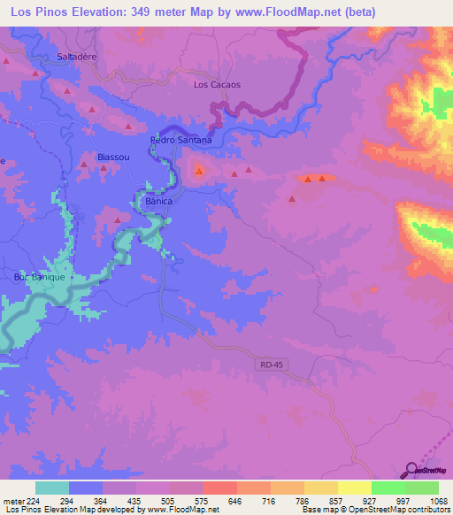 Los Pinos,Dominican Republic Elevation Map