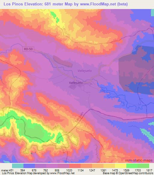 Los Pinos,Dominican Republic Elevation Map