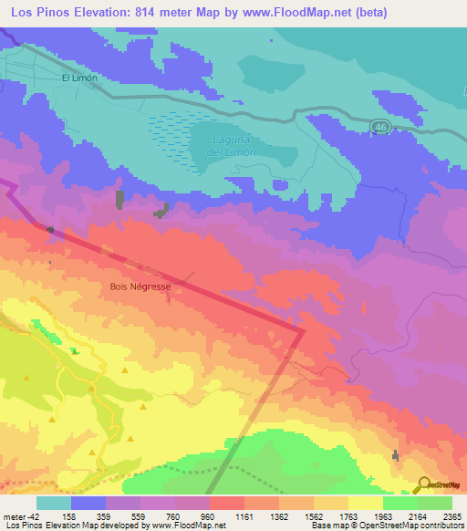 Los Pinos,Dominican Republic Elevation Map