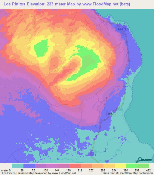 Los Pinitos,Dominican Republic Elevation Map