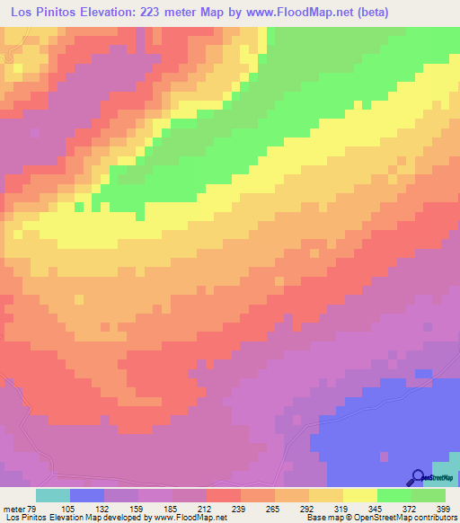 Los Pinitos,Dominican Republic Elevation Map