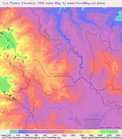 Los Pinitos,Dominican Republic Elevation Map