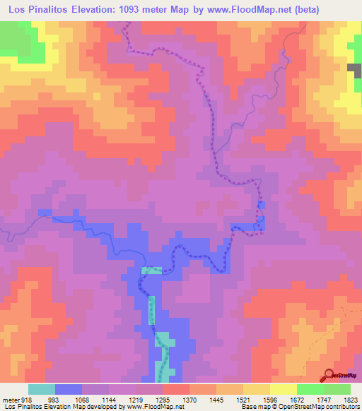 Los Pinalitos,Dominican Republic Elevation Map