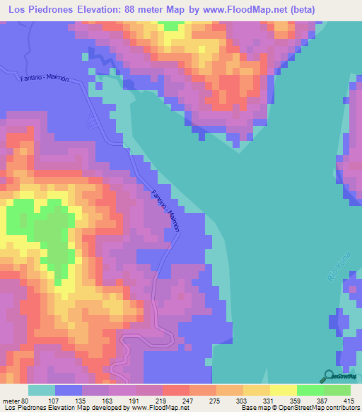 Los Piedrones,Dominican Republic Elevation Map