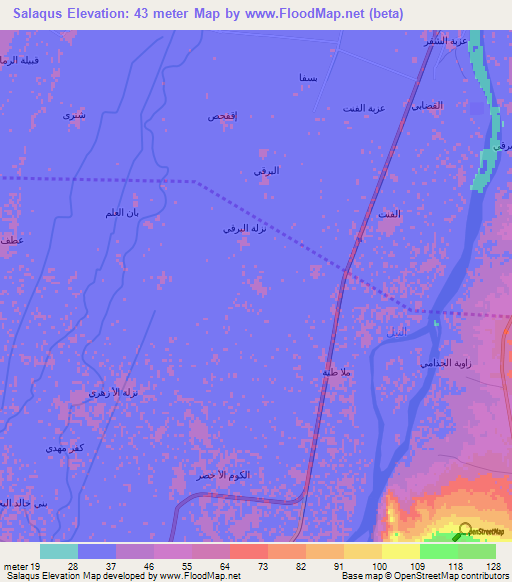 Salaqus,Egypt Elevation Map