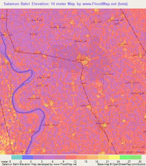 Salamun Bahri,Egypt Elevation Map