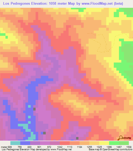 Los Pedregones,Dominican Republic Elevation Map