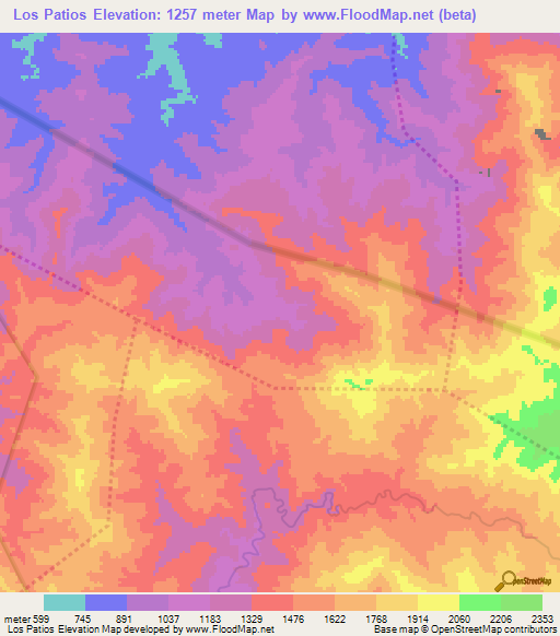 Los Patios,Dominican Republic Elevation Map