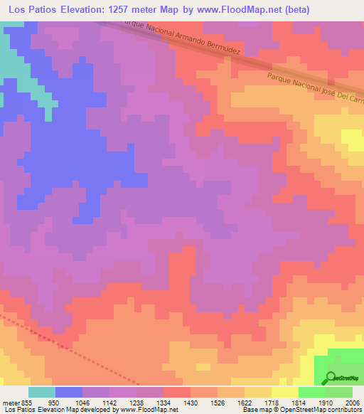 Los Patios,Dominican Republic Elevation Map