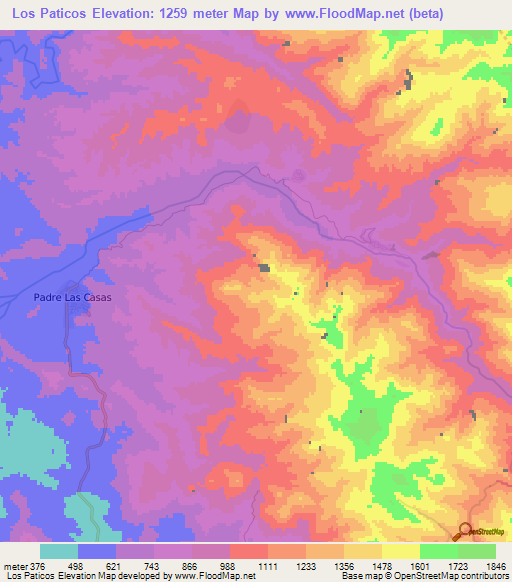 Los Paticos,Dominican Republic Elevation Map