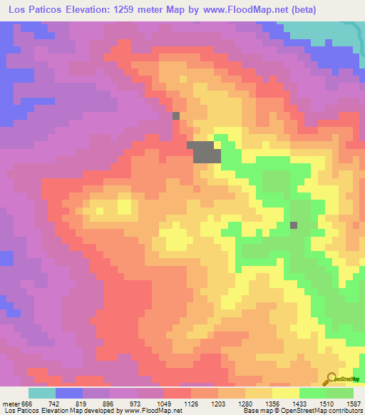 Los Paticos,Dominican Republic Elevation Map