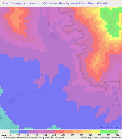 Los Paniaguas,Dominican Republic Elevation Map