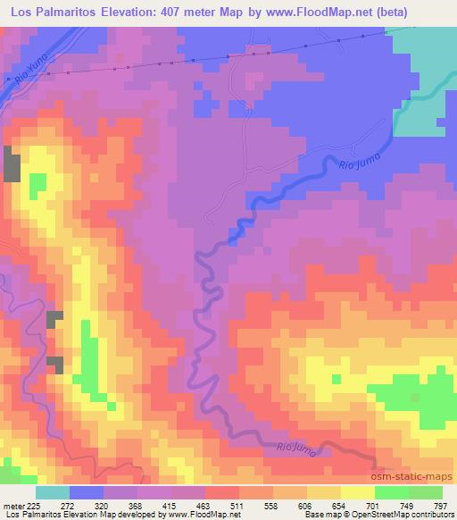 Los Palmaritos,Dominican Republic Elevation Map