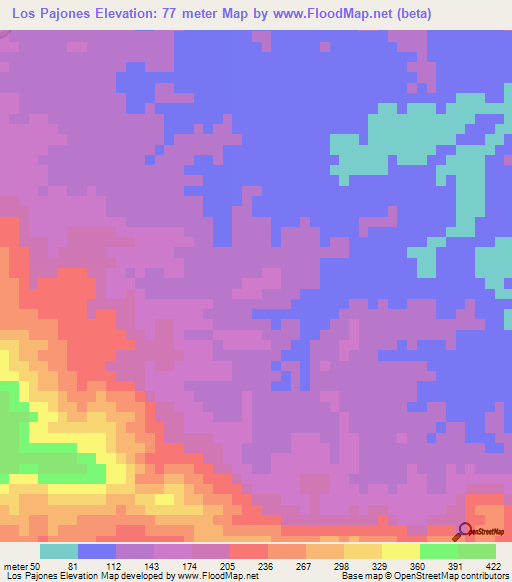 Los Pajones,Dominican Republic Elevation Map