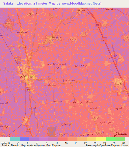 Salakah,Egypt Elevation Map