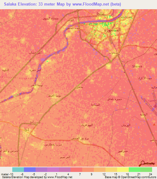 Salaka,Egypt Elevation Map