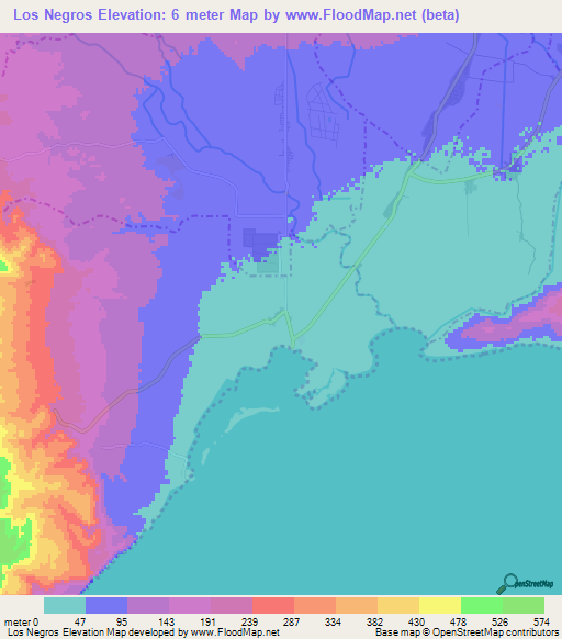 Los Negros,Dominican Republic Elevation Map