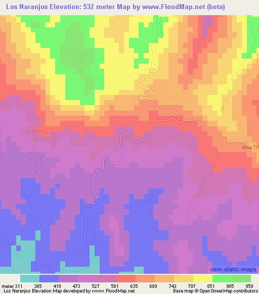 Los Naranjos,Dominican Republic Elevation Map