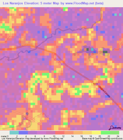 Los Naranjos,Dominican Republic Elevation Map