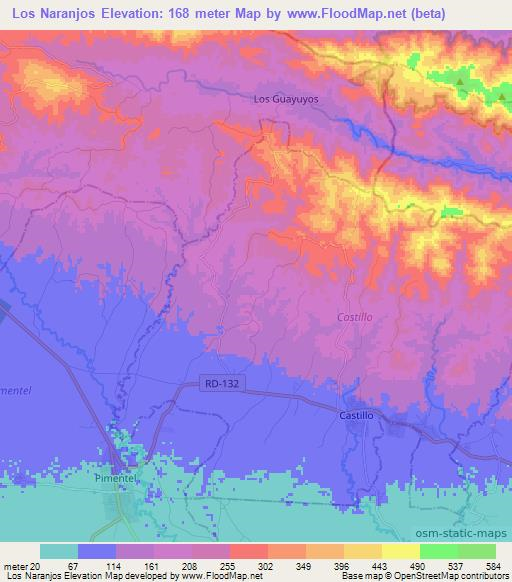 Los Naranjos,Dominican Republic Elevation Map