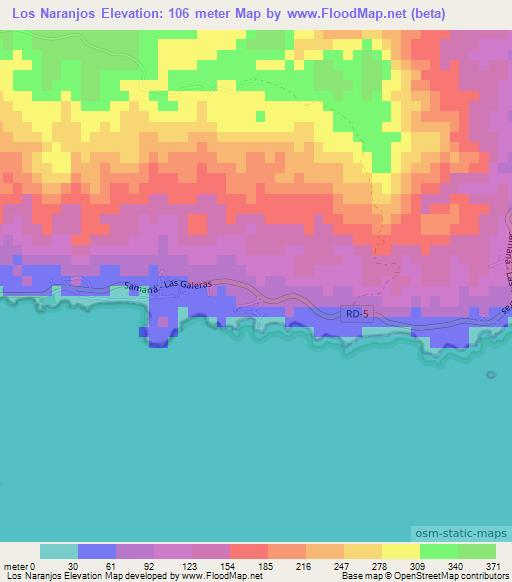 Los Naranjos,Dominican Republic Elevation Map