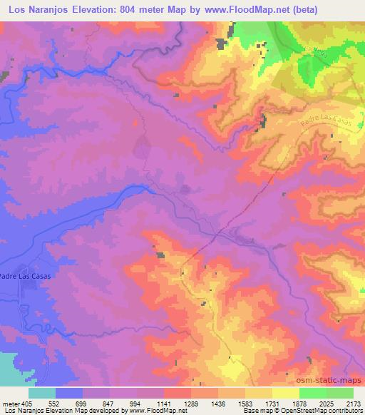 Los Naranjos,Dominican Republic Elevation Map