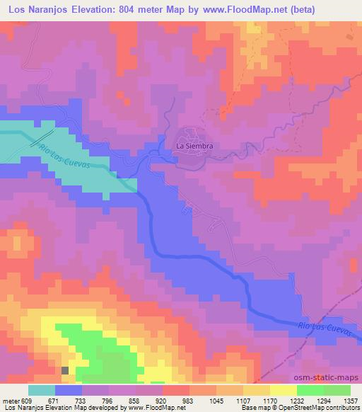 Los Naranjos,Dominican Republic Elevation Map