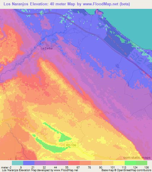 Los Naranjos,Dominican Republic Elevation Map