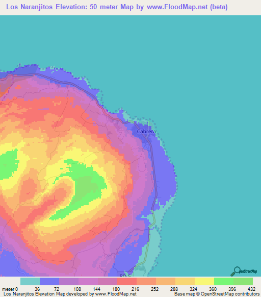 Los Naranjitos,Dominican Republic Elevation Map