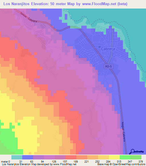 Los Naranjitos,Dominican Republic Elevation Map