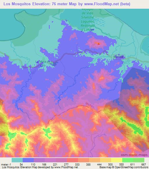 Los Mosquitos,Dominican Republic Elevation Map