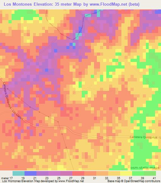 Los Montones,Dominican Republic Elevation Map