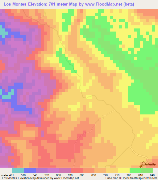 Los Montes,Dominican Republic Elevation Map