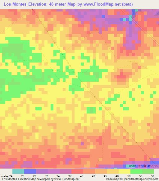 Los Montes,Dominican Republic Elevation Map