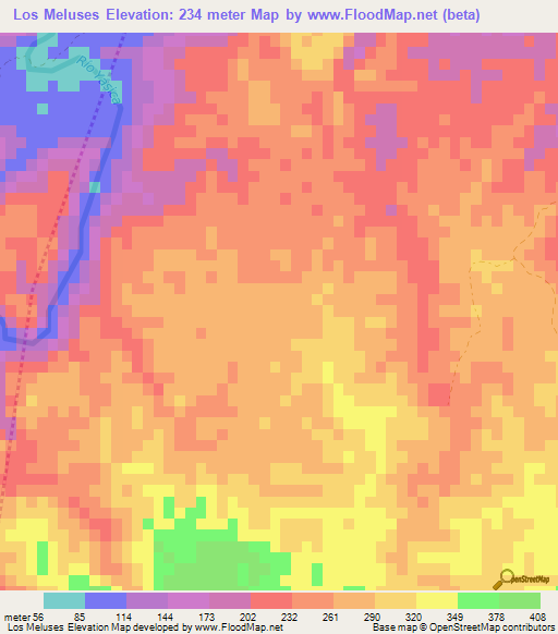 Los Meluses,Dominican Republic Elevation Map