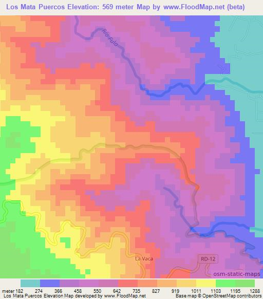 Los Mata Puercos,Dominican Republic Elevation Map