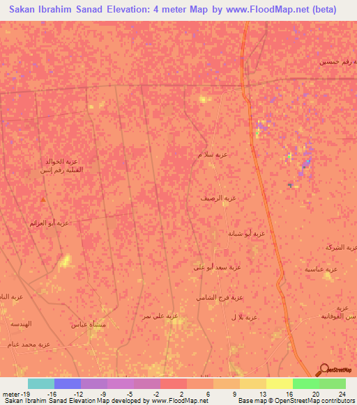 Sakan Ibrahim Sanad,Egypt Elevation Map