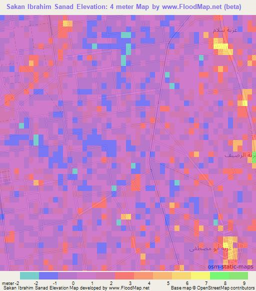 Sakan Ibrahim Sanad,Egypt Elevation Map