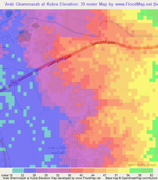 `Arab Ghammazah al Kubra,Egypt Elevation Map