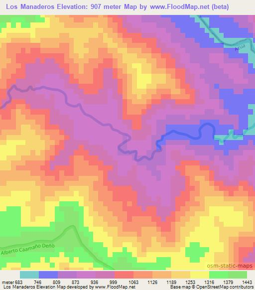 Los Manaderos,Dominican Republic Elevation Map