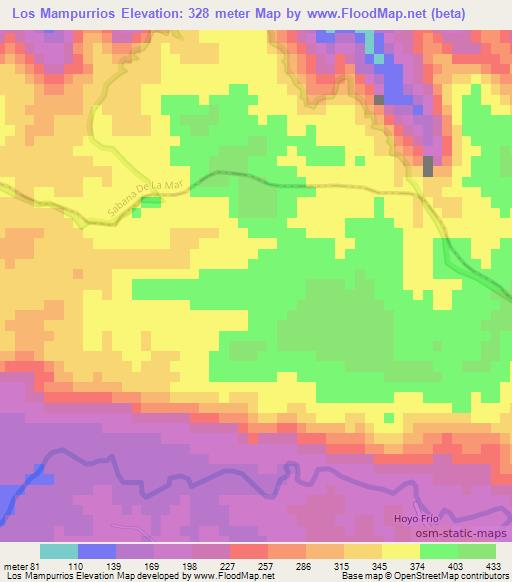 Los Mampurrios,Dominican Republic Elevation Map