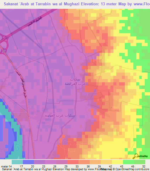 Sakanat `Arab at Tarrabin wa al Mughazi,Egypt Elevation Map