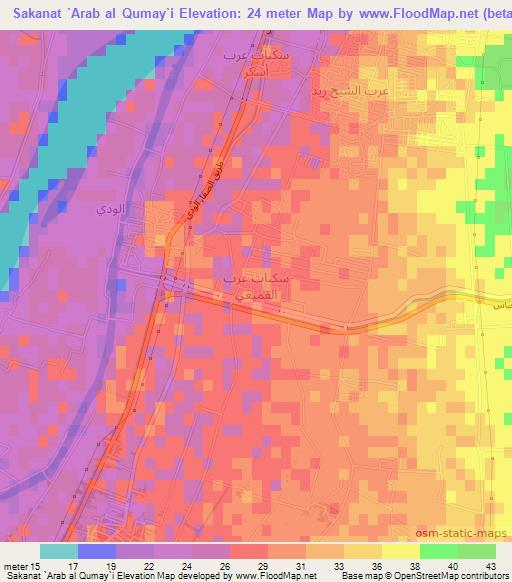 Sakanat `Arab al Qumay`i,Egypt Elevation Map