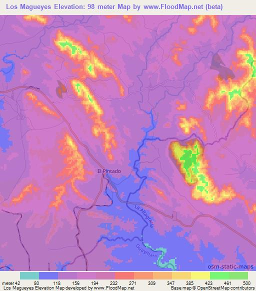 Los Magueyes,Dominican Republic Elevation Map