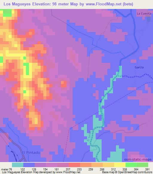 Los Magueyes,Dominican Republic Elevation Map