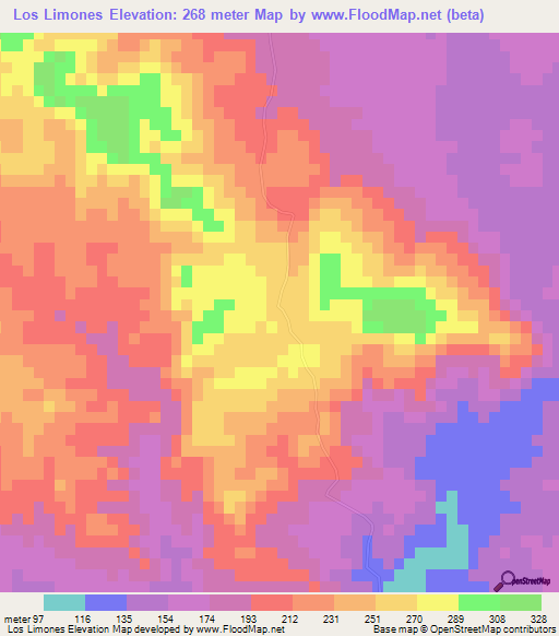 Los Limones,Dominican Republic Elevation Map